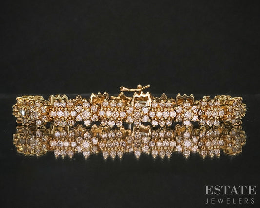 14k Yellow Gold Natural 5ctw Diamond Cluster Tennis Bracelet 25g 7.25"L i20339