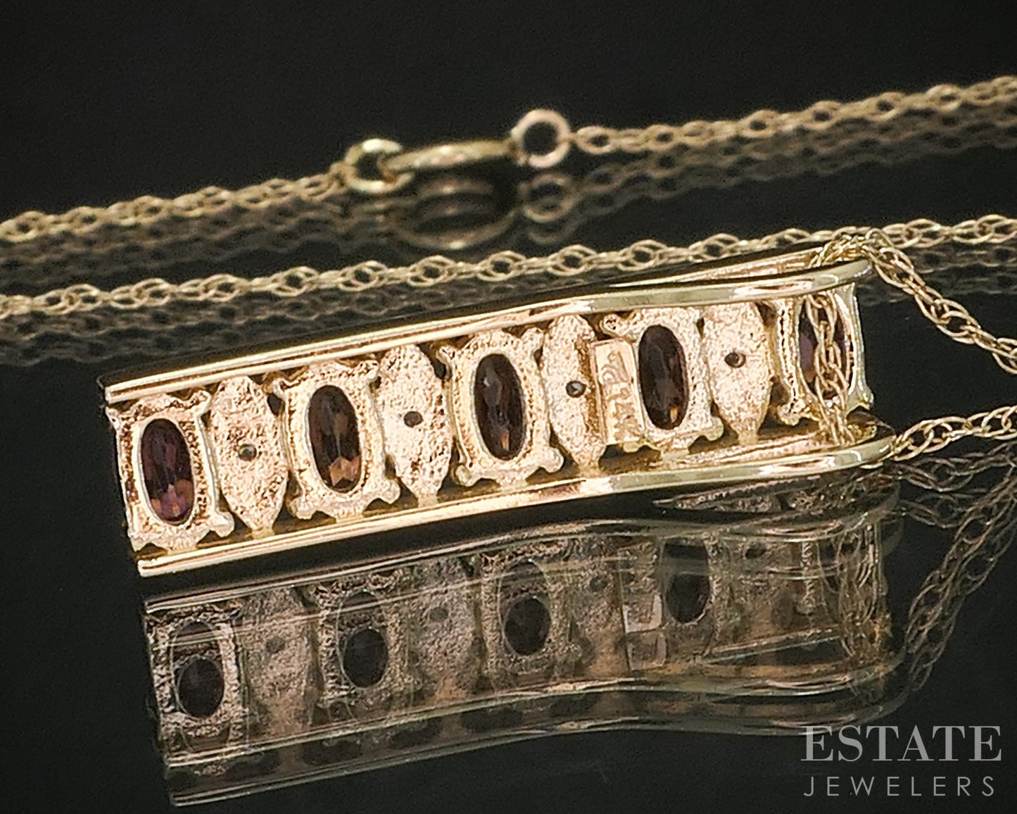 14k Yellow Gold Natural Pink Tourmaline & Diamond Necklace 3.7g 18"L i20338