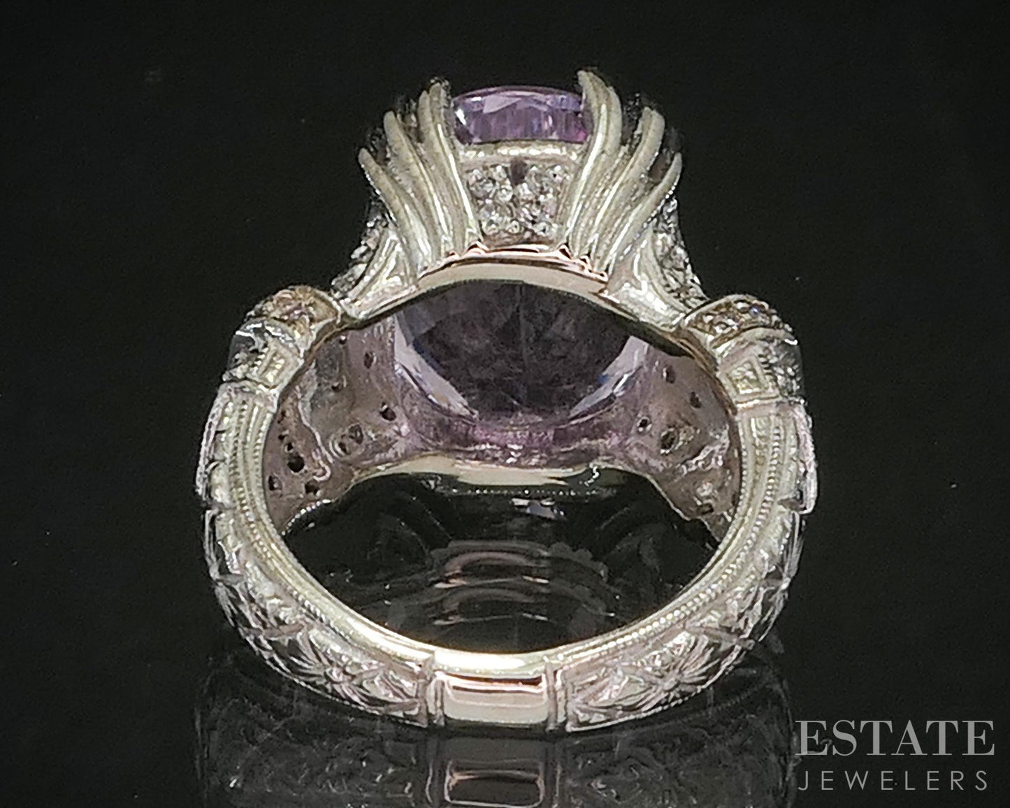 14k White Gold 10ct Oval Natural Kunzite & Diamond Ladies Ring 10.4g i20330