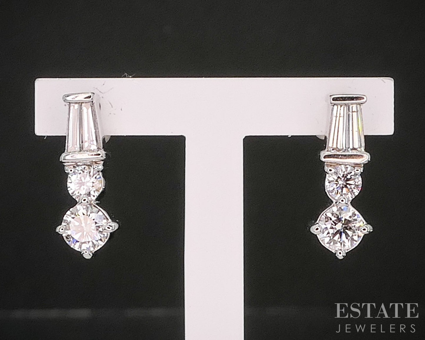 14k White Gold Natural .50ctw Diamond Drop Ladies Earrings 2.5g i20336