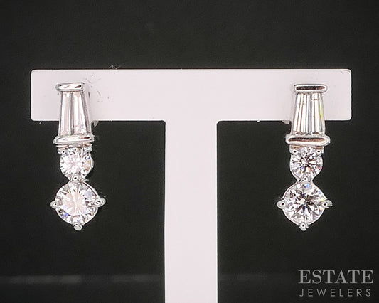 14k White Gold Natural .50ctw Diamond Drop Ladies Earrings 2.5g i20336