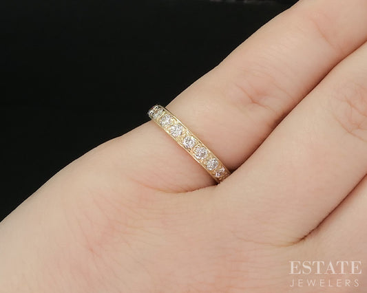 14k Yellow Gold Natural .60ctw Diamond Ladies Eternity Band Ring 2.1g i20334