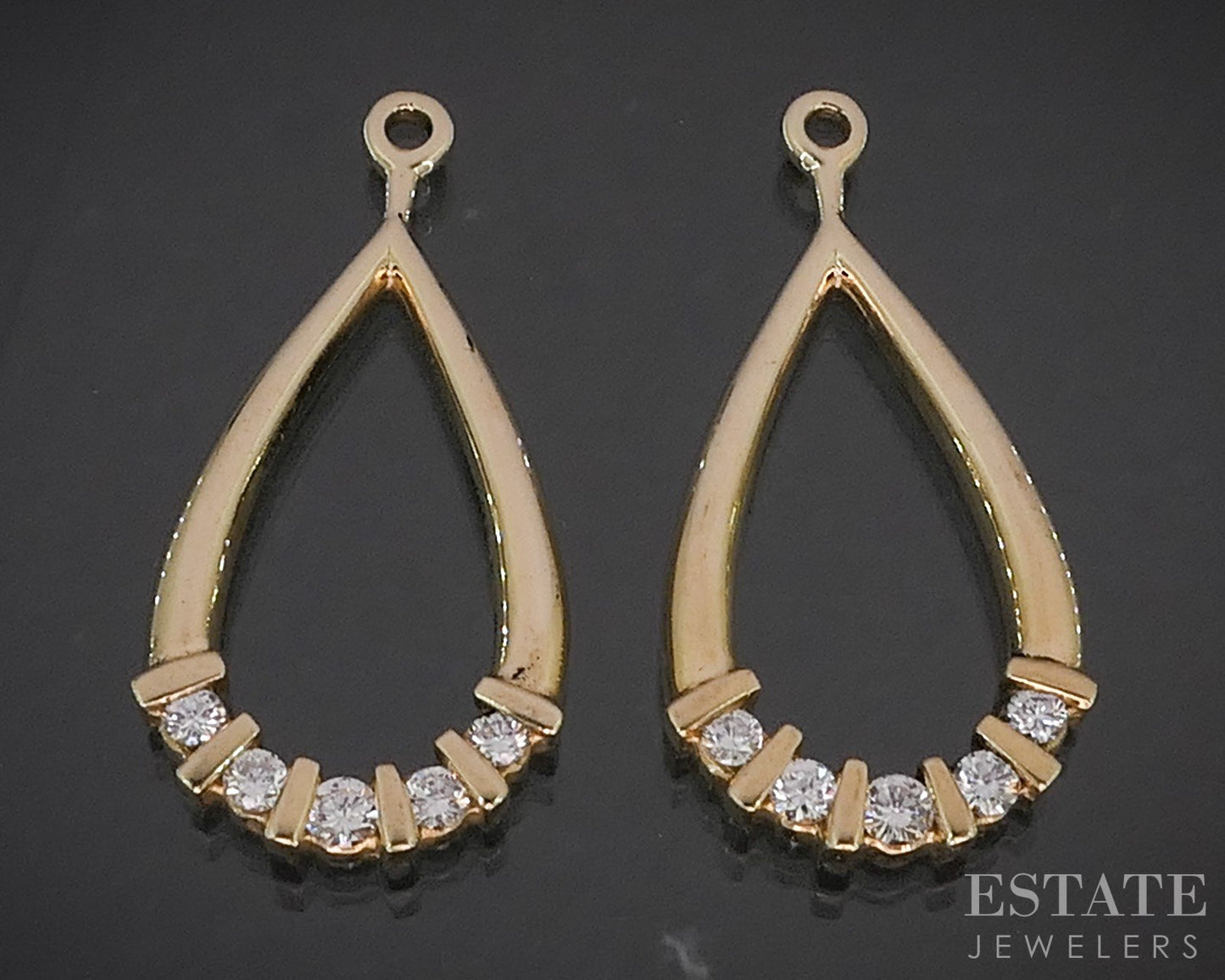 14k Yellow Gold Natural .20ctw Diamond Teardrop Stud Earring Enhancers i20329