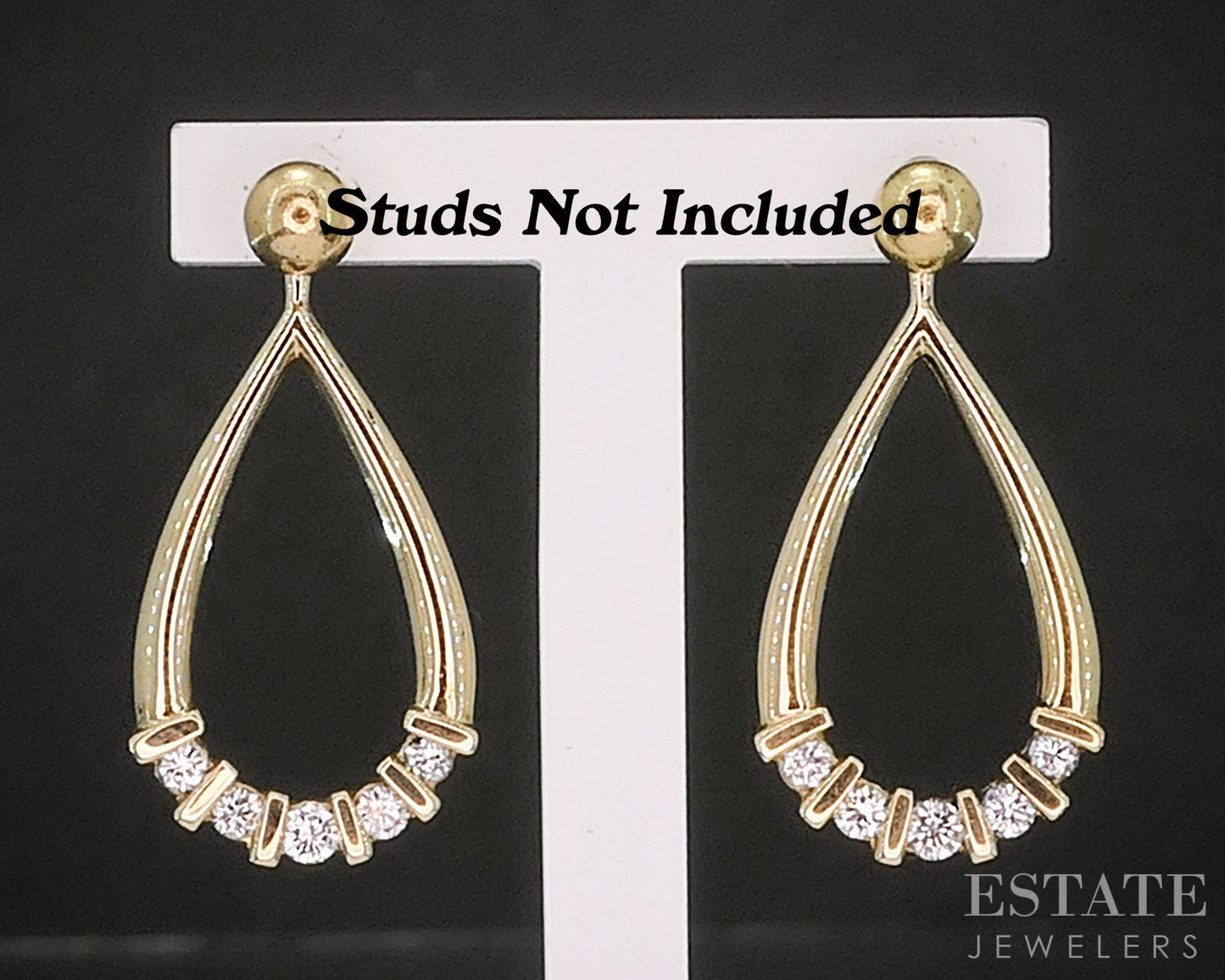 14k Yellow Gold Natural .20ctw Diamond Teardrop Stud Earring Enhancers i20329