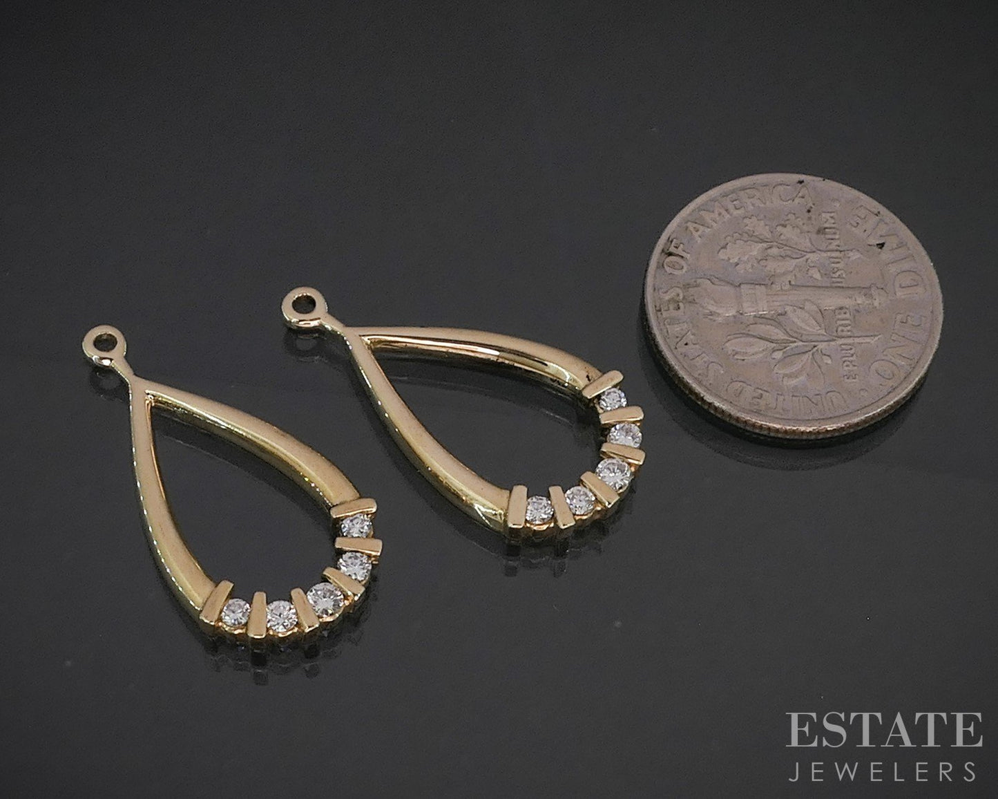 14k Yellow Gold Natural .20ctw Diamond Teardrop Stud Earring Enhancers i20329