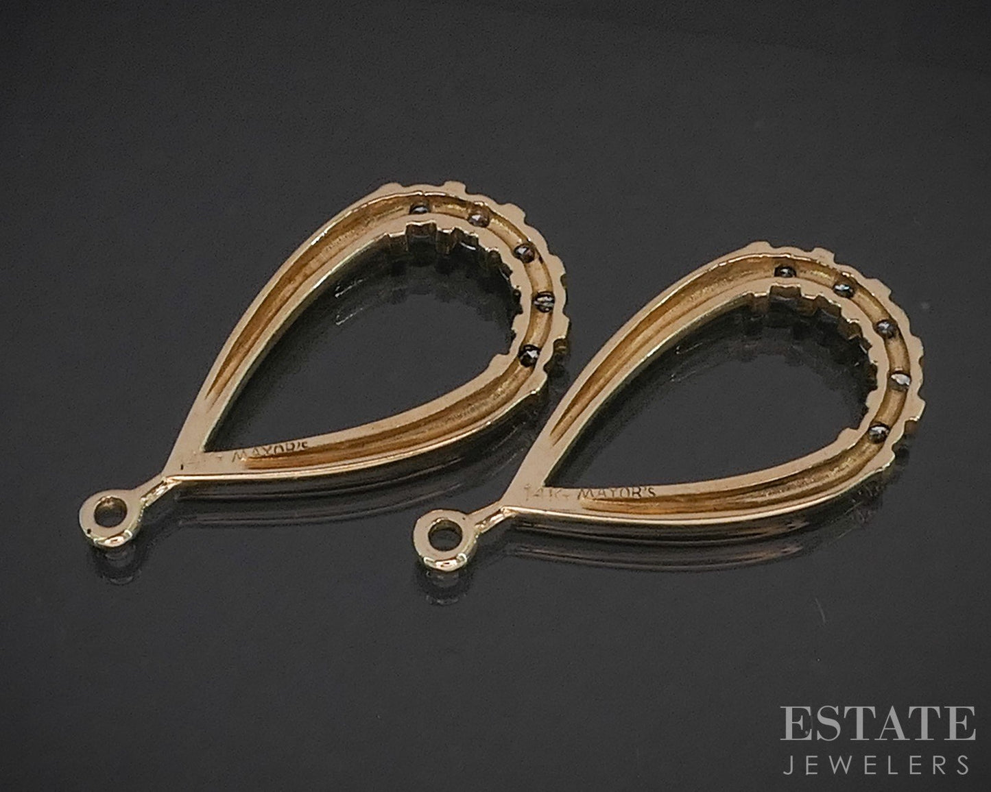 14k Yellow Gold Natural .20ctw Diamond Teardrop Stud Earring Enhancers i20329