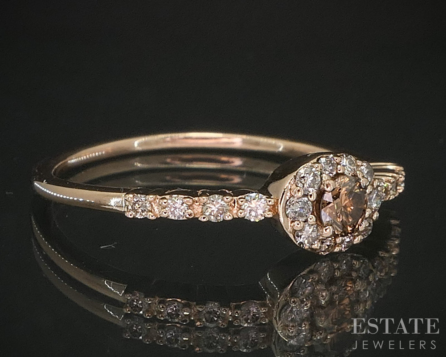 14k Strawberry Gold LeVian Natural .25ctw Diamond Engagement Ring 1.5g i20293