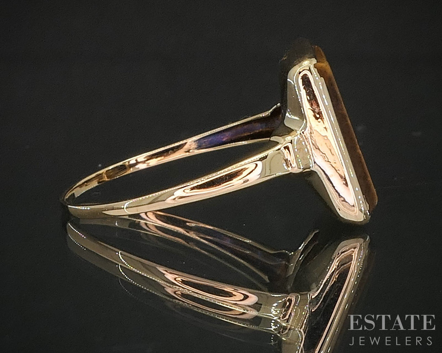 Antique Victorian 14k Yellow Gold Natural Tigers Eye Cameo Ring 2.4g i20291