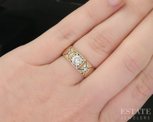 Vintage 10k Yellow Gold Natural .58ctw Diamond Three-Stone Band 5.6g i20294