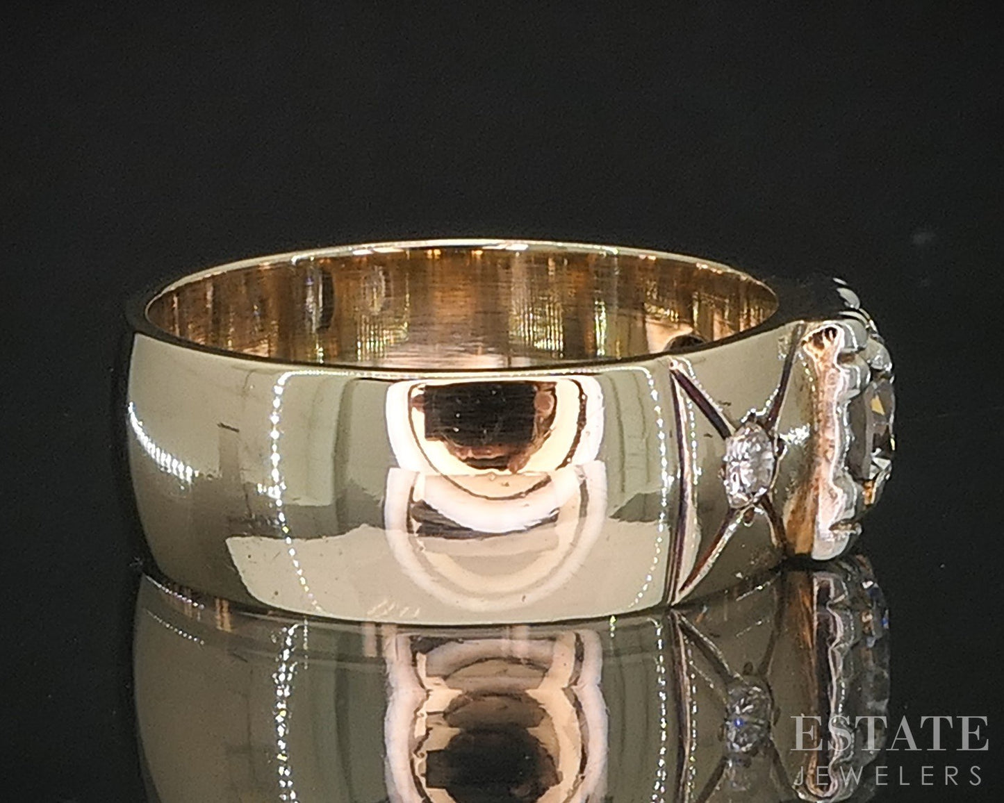 Vintage 10k Yellow Gold Natural .58ctw Diamond Three-Stone Band 5.6g i20294