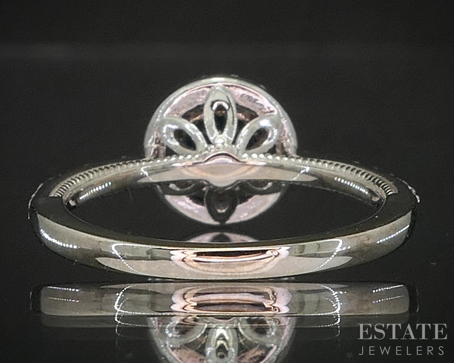 14k White Gold EFFY Natural Blue Sapphire & Diamond Halo Ladies Ring 3.1g i20295