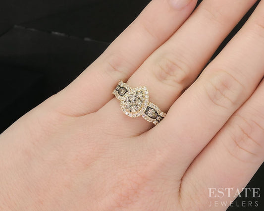 14k Honey Gold LeVian Natural 1ctw Chocolate & Vanilla Diamond Ring 4.9g i20290
