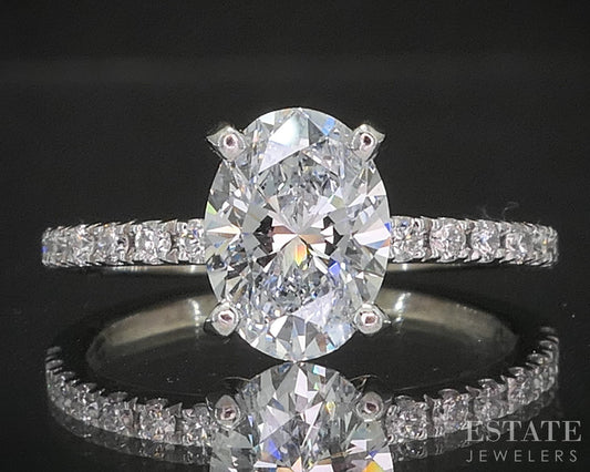 14k White Gold IGI Oval Lab Created 1.34ctw Diamond Engagement Ring 2.2g i20286
