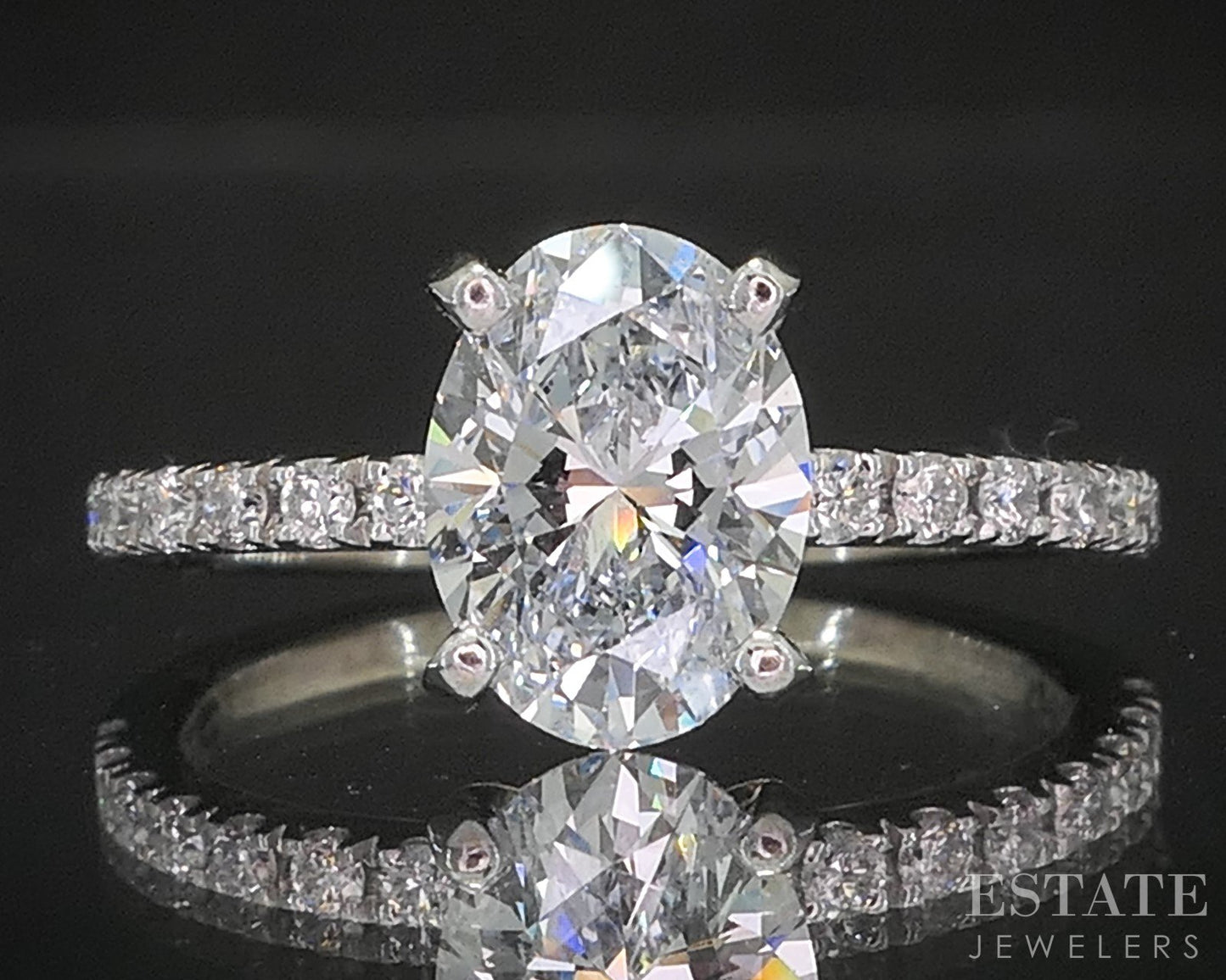 14k White Gold IGI Oval Lab Created 1.34ctw Diamond Engagement Ring 2.2g p90851