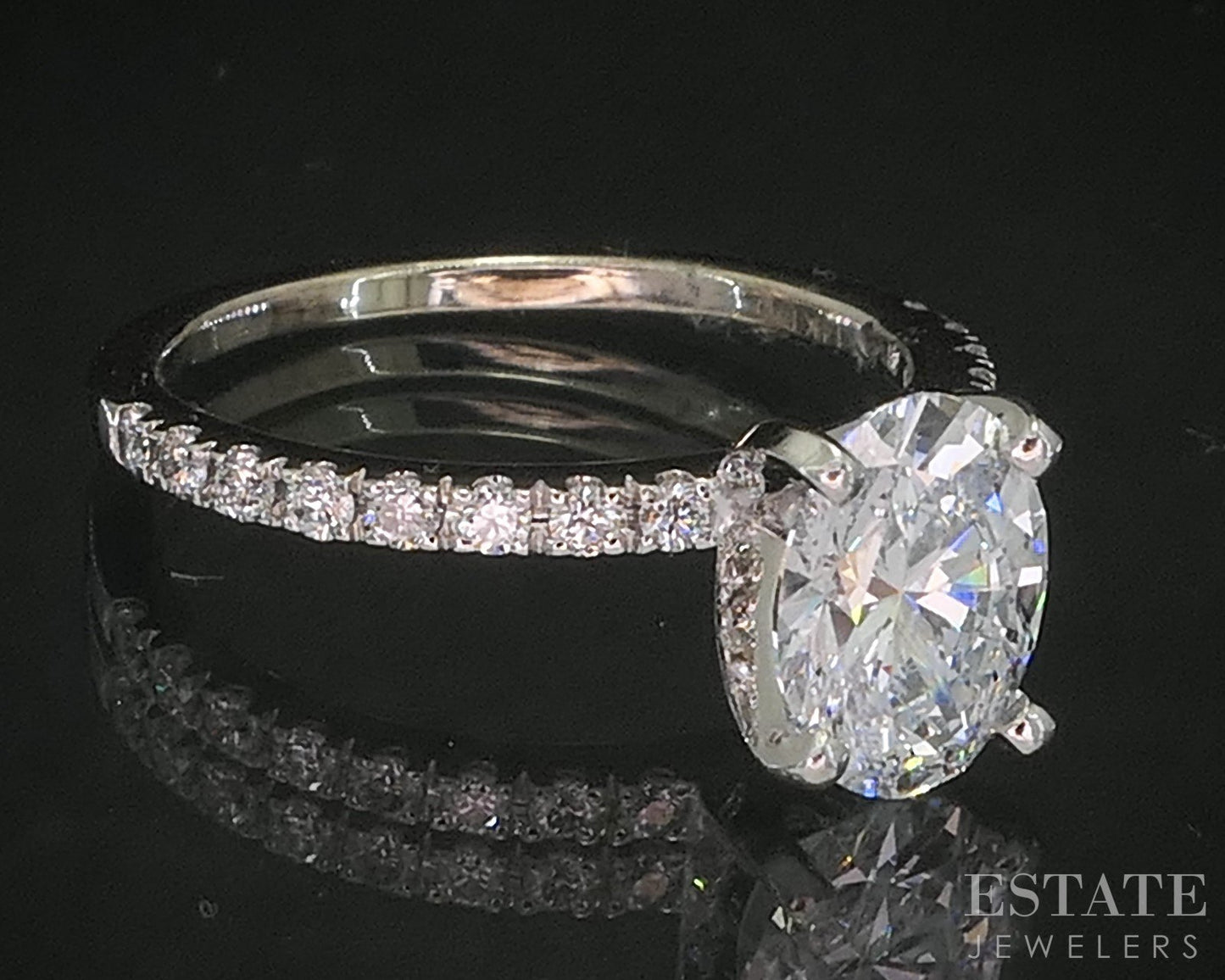 14k White Gold IGI Oval Lab Created 1.34ctw Diamond Engagement Ring 2.2g i20286