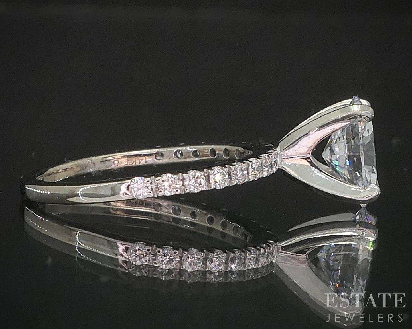 14k White Gold IGI Oval Lab Created 1.34ctw Diamond Engagement Ring 2.2g p90851