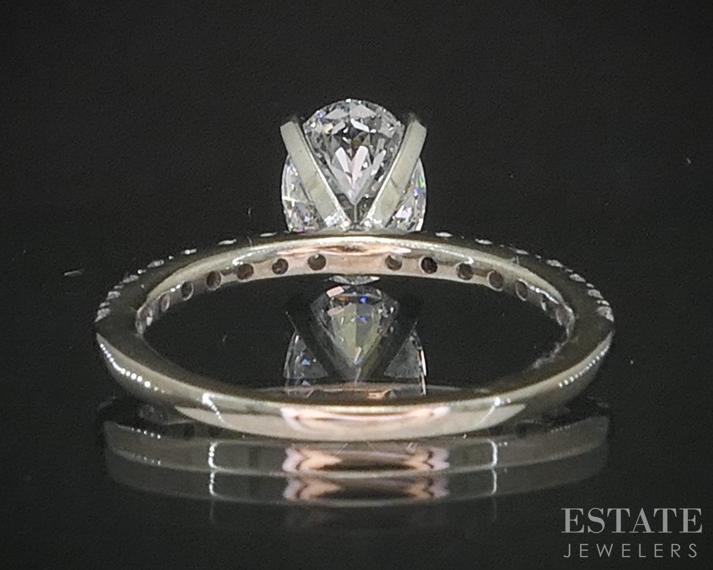 14k White Gold IGI Oval Lab Created 1.34ctw Diamond Engagement Ring 2.2g p90851