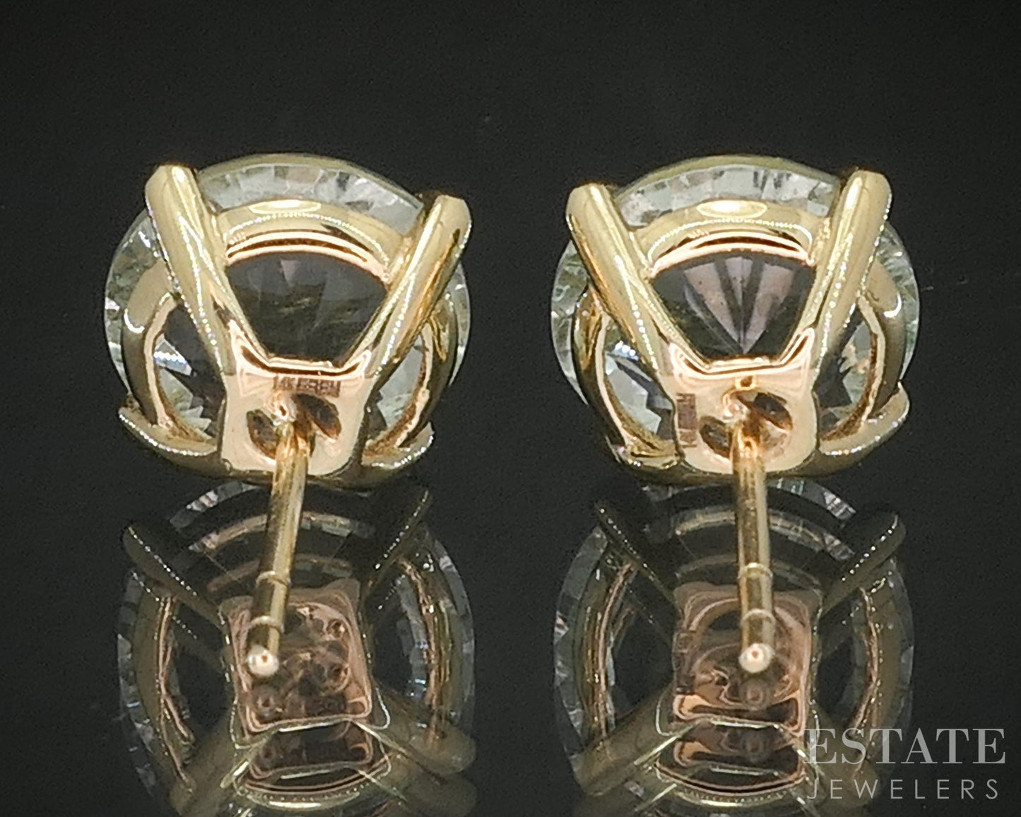 14k Yellow Gold EFFY Natural Green Amethyst Stud Earrings 2.9g i20183b