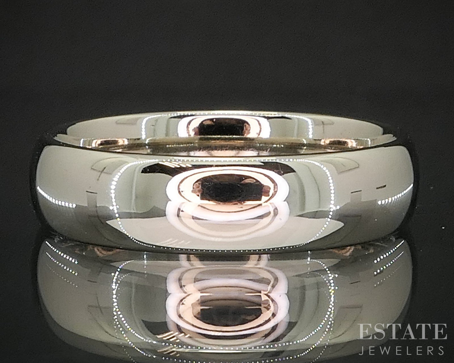 14k White Gold 6mm Smooth Comfort Fit Mens Wedding Band 8.9g i20169b