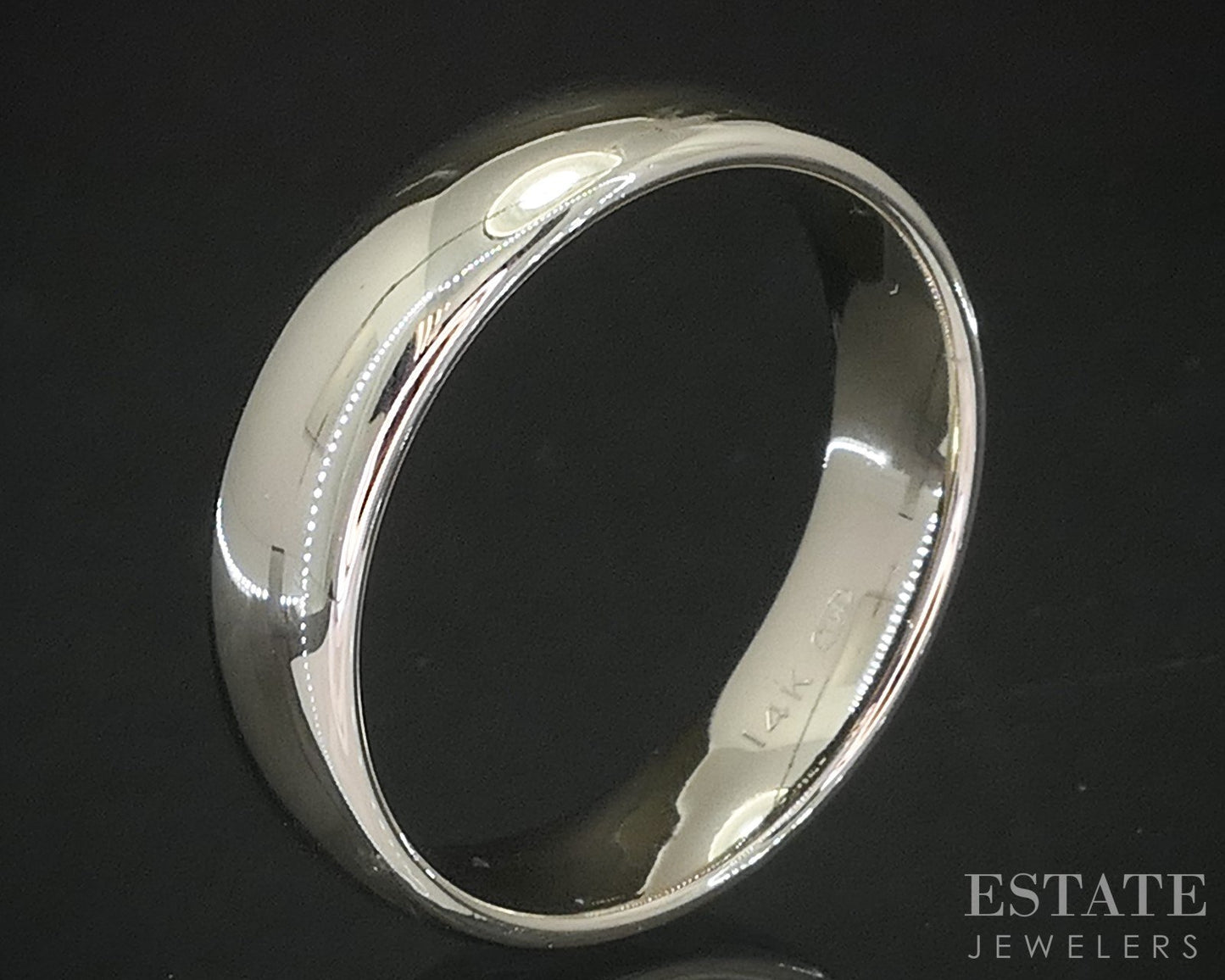 14k White Gold 6mm Smooth Comfort Fit Mens Wedding Band 8.9g i20169b