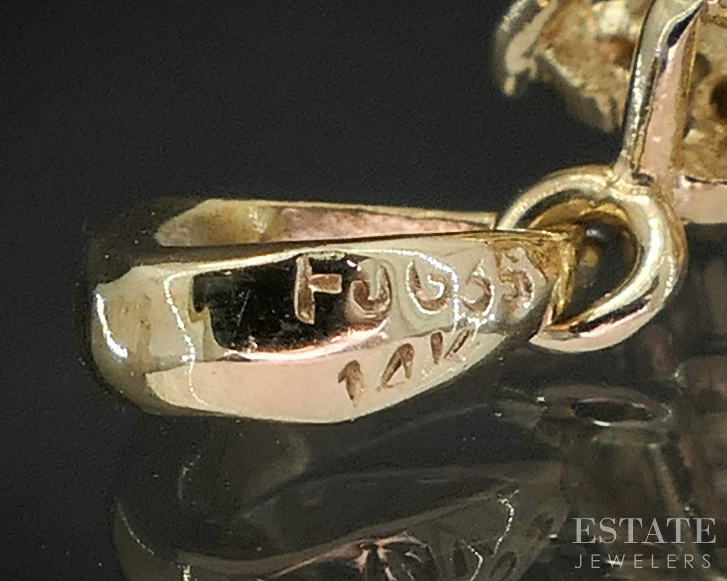 14k Yellow Gold Round Natural Emerald & Diamond Flower Pendant 0.7g i20172b