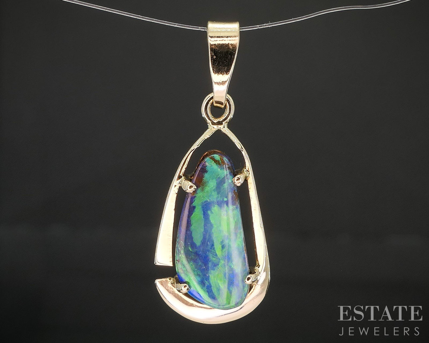 14k Yellow Gold Natural Boulder Opal Ladies Pendant 1.8g i20177b