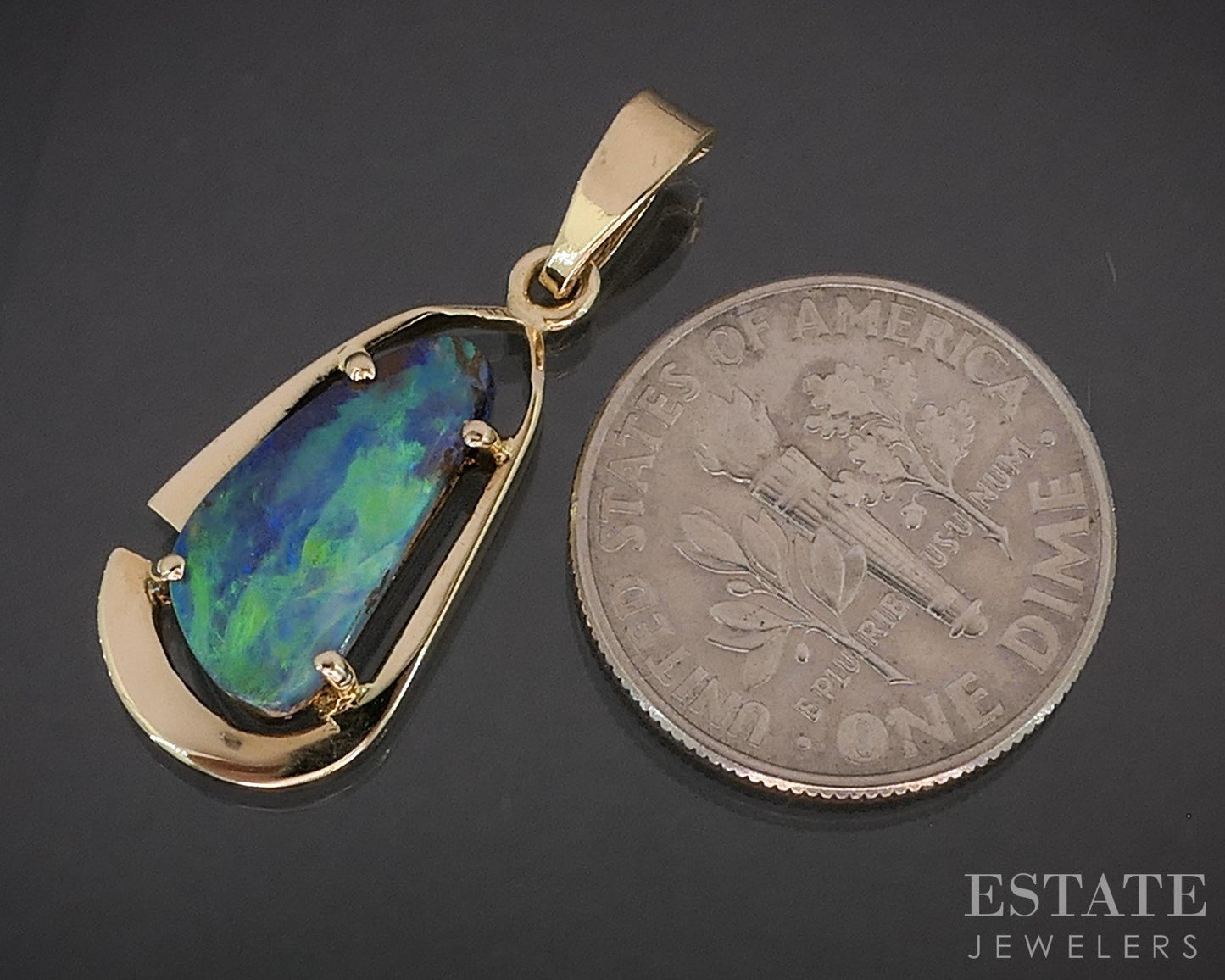 14k Yellow Gold Natural Boulder Opal Ladies Pendant 1.8g i20177b