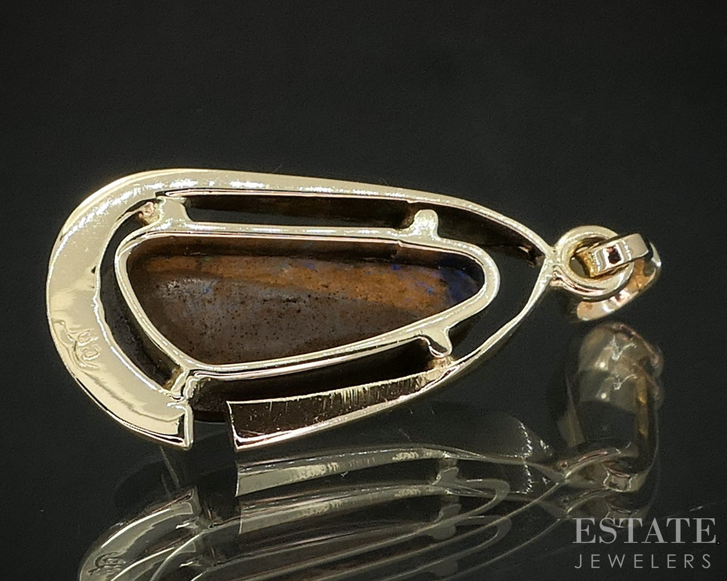 14k Yellow Gold Natural Boulder Opal Ladies Pendant 1.8g i20177b