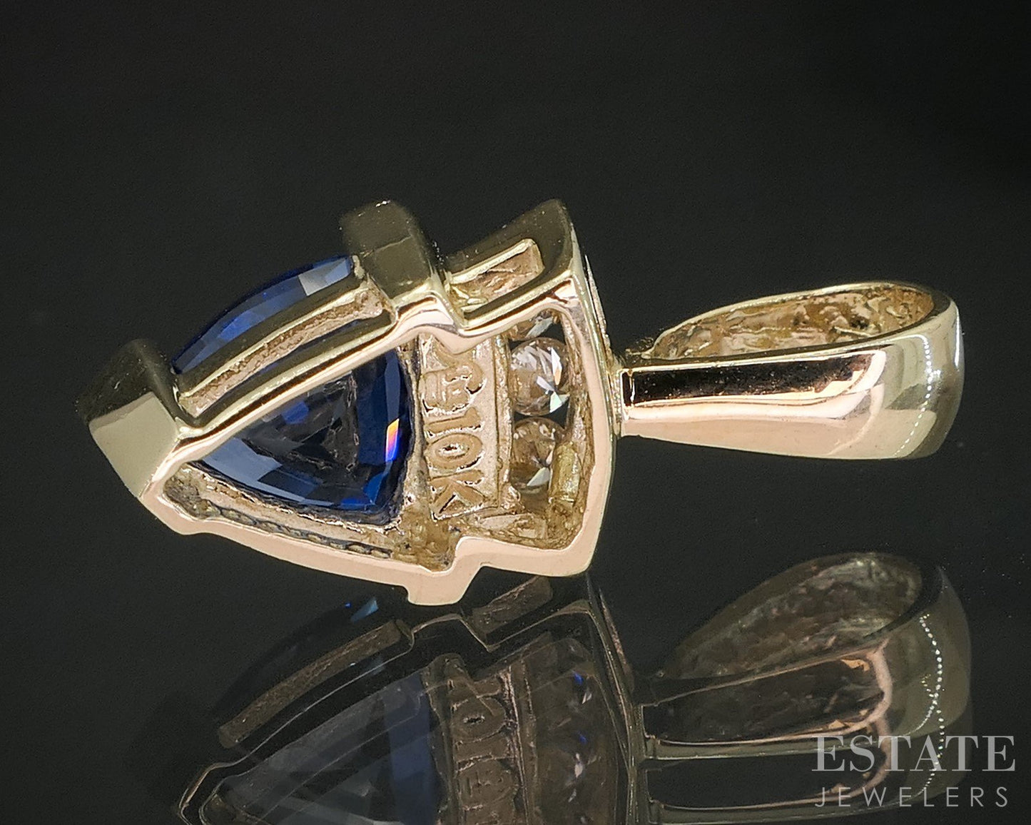 10k Yellow Gold Trillian Natural Tanzanite & Diamond Pendant 1.5g i20164b