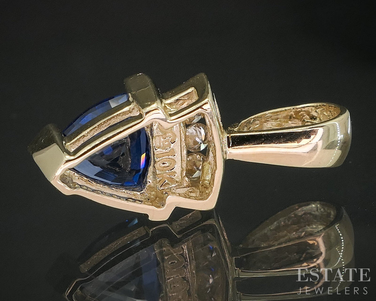 10k Yellow Gold Trillian Natural Tanzanite & Diamond Pendant 1.5g p90145b