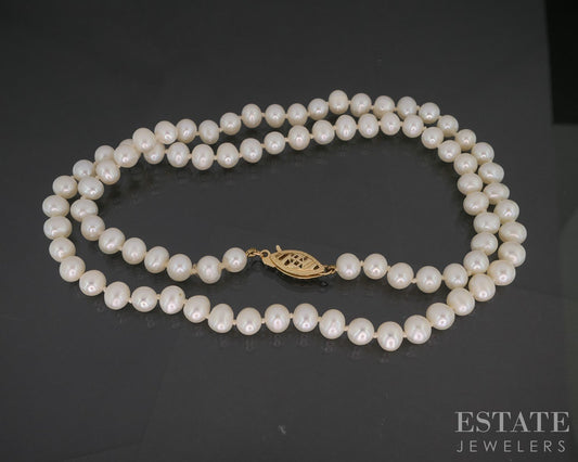 14k Yellow Gold 5.5mm Cultured Pearl Ladies Necklace 18"L i20176b