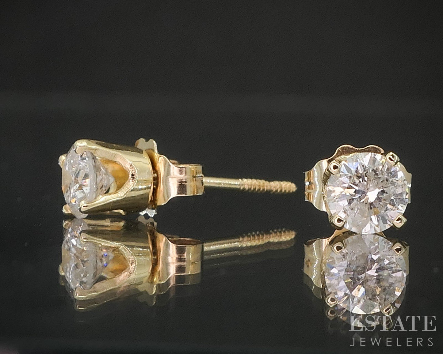 14k Yellow Gold Round Natural .40ctw Diamond Stud Earrings i20171b