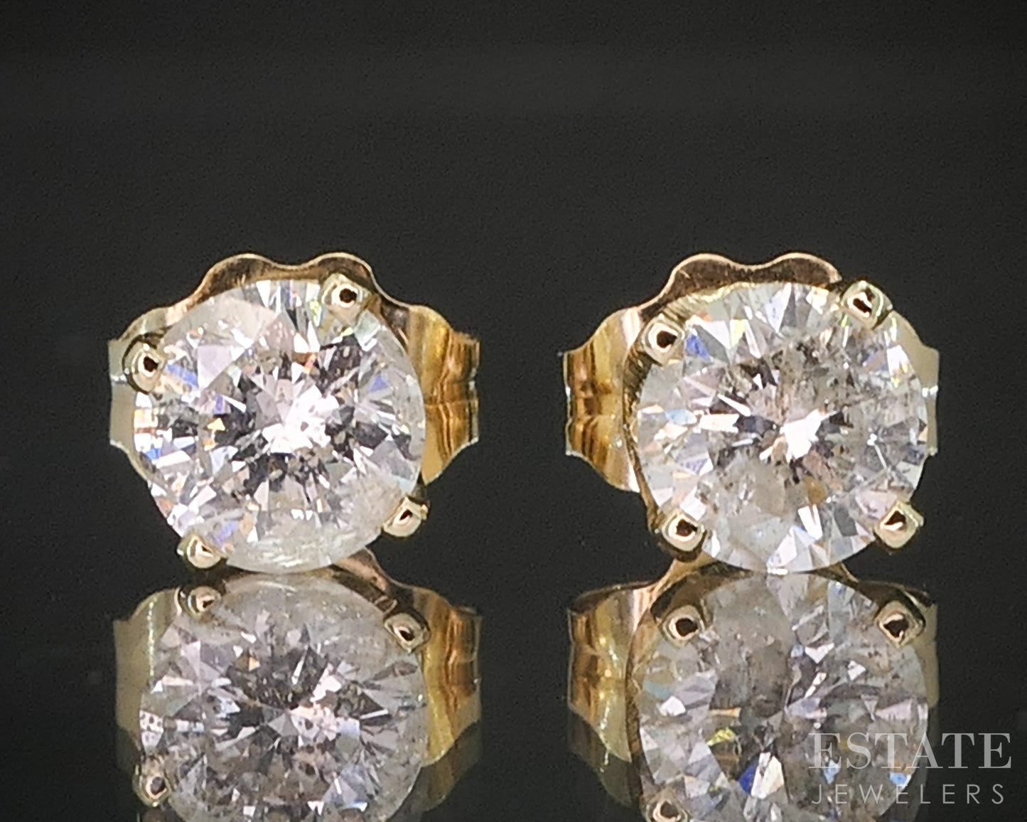 14k Yellow Gold Round Natural .40ctw Diamond Stud Earrings i20171b