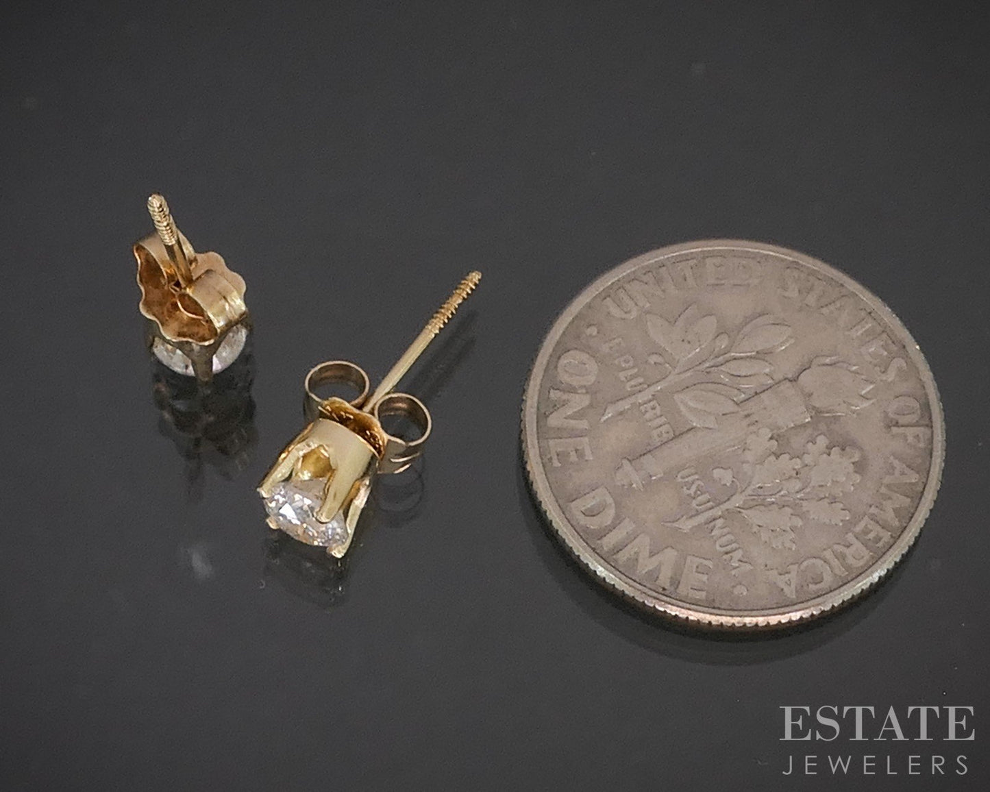 14k Yellow Gold Round Natural .40ctw Diamond Stud Earrings i20171b