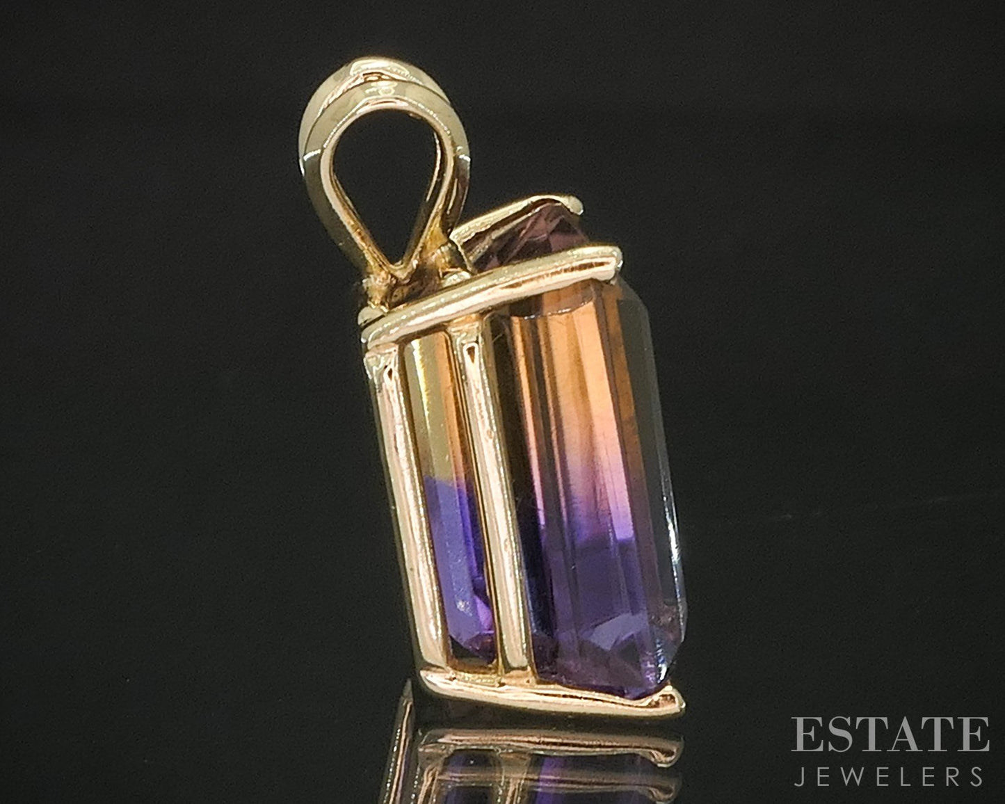 14k Yellow Gold Emerald Natural Ametrine Ladies Pendant 3.4g i20179b