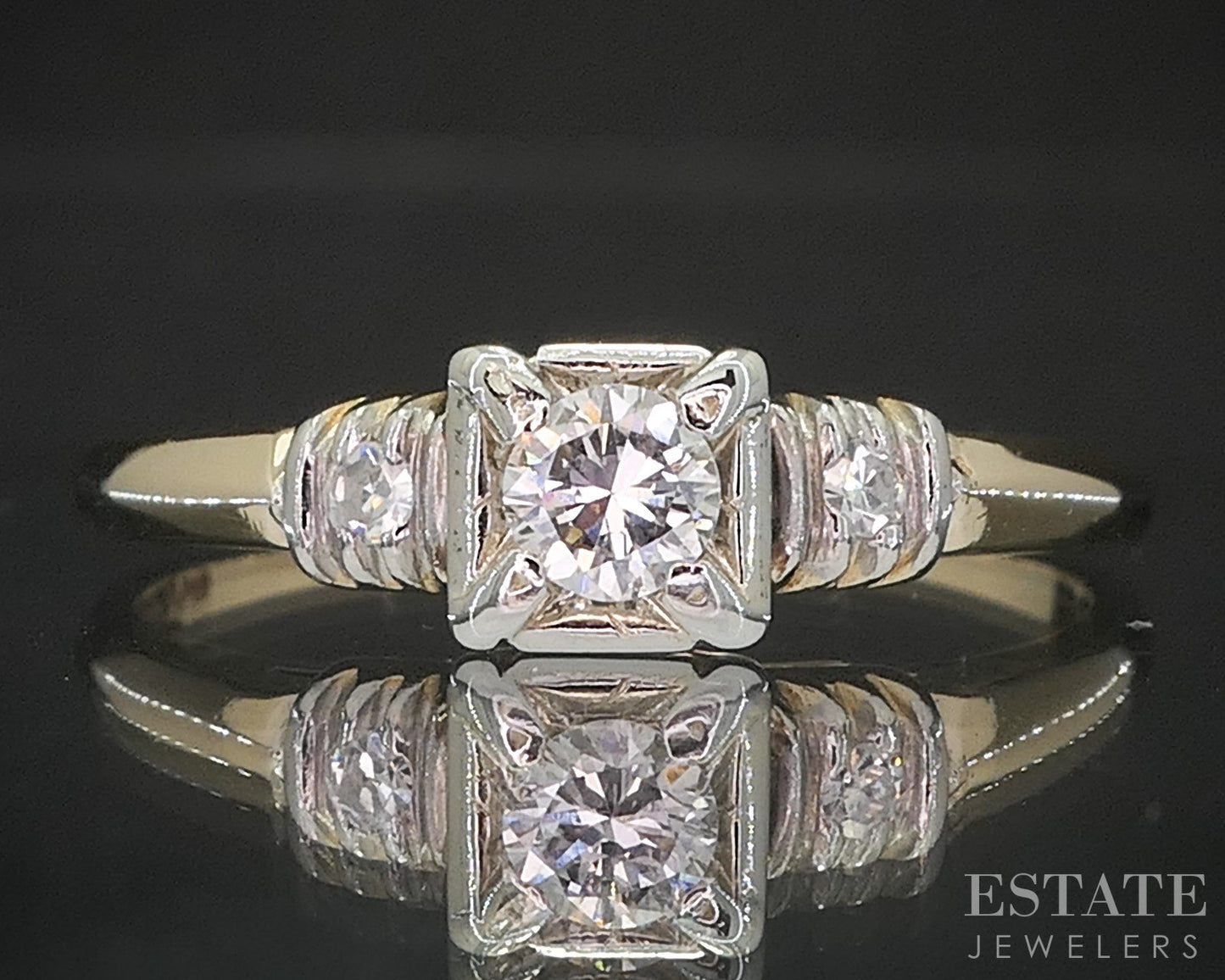 Antique 18k & 14k Yellow Gold Natural .18ctw Diamond Engagement Ring i20180b