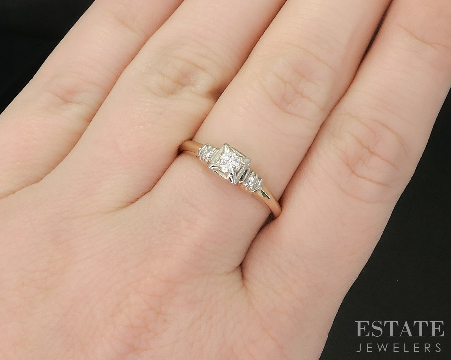 Antique 18k & 14k Yellow Gold Natural .18ctw Diamond Engagement Ring i20180b