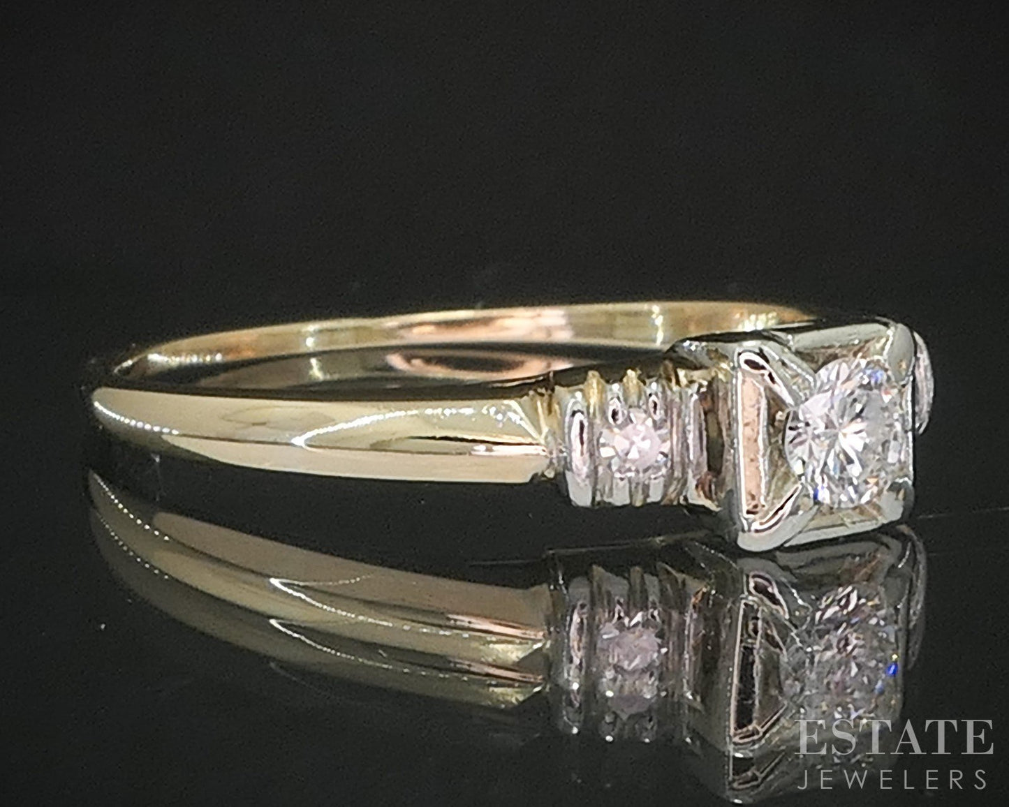 Antique 18k & 14k Yellow Gold Natural .18ctw Diamond Engagement Ring i20180b