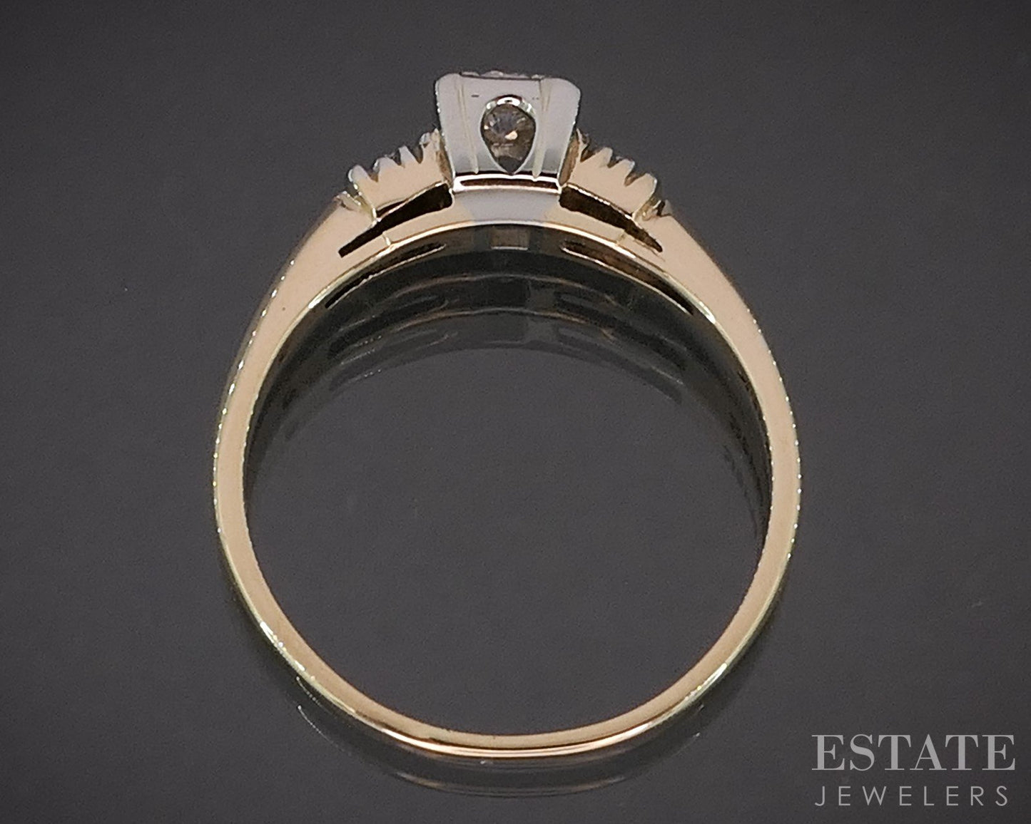 Antique 18k & 14k Yellow Gold Natural .18ctw Diamond Engagement Ring i20180b