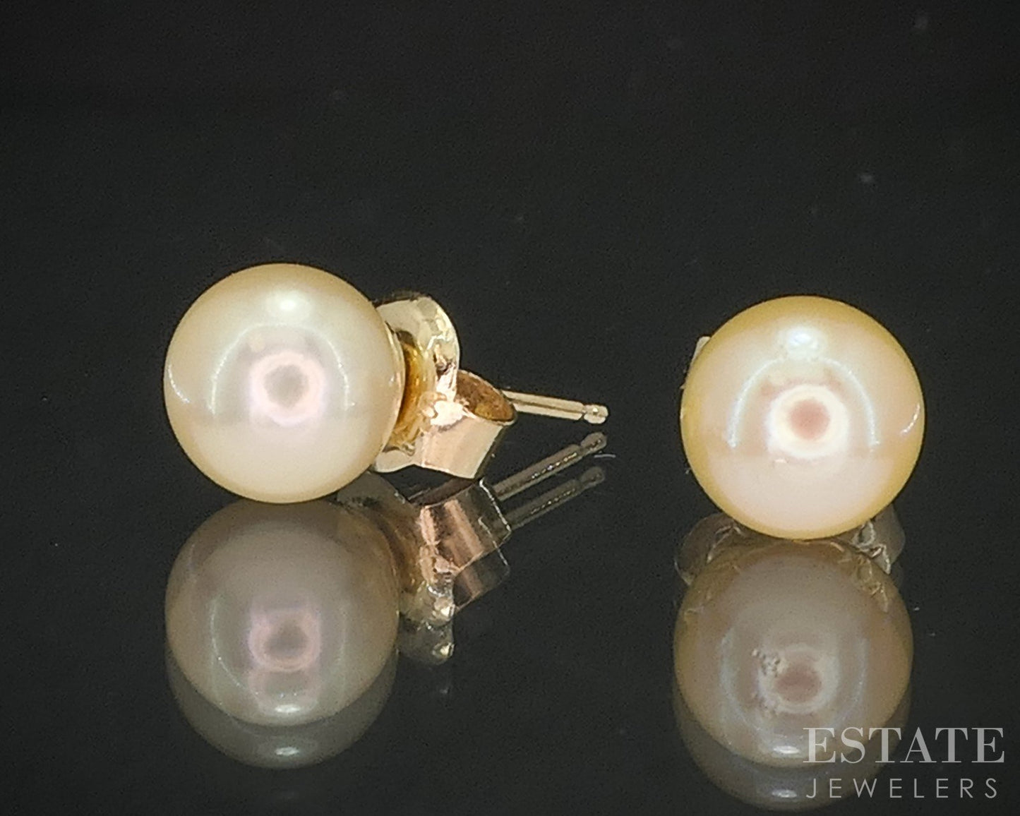 14k Yellow Gold 6.8mm Cultured Pearl Stud Earrings i20360b
