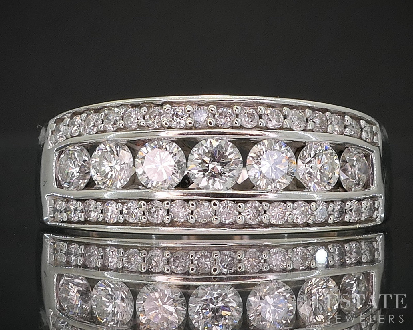 14k White Gold Round Natural .74ctw Diamond Ladies Band Ring 5.7g i20353b