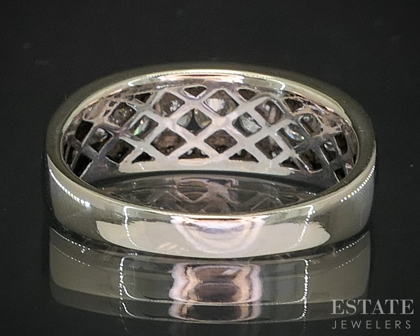 14k White Gold Round Natural .74ctw Diamond Ladies Band Ring 5.7g i20353b