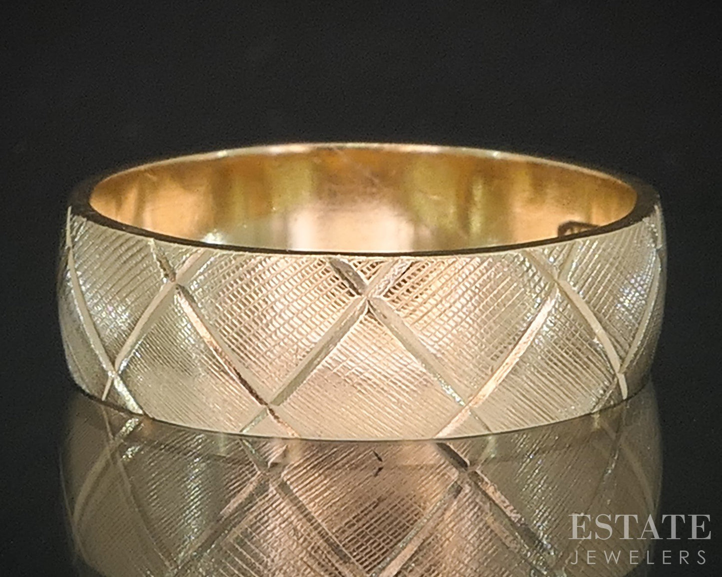 Vintage 14k Yellow Gold 6mm Textured Mens Wedding Band 5.9g i20365b