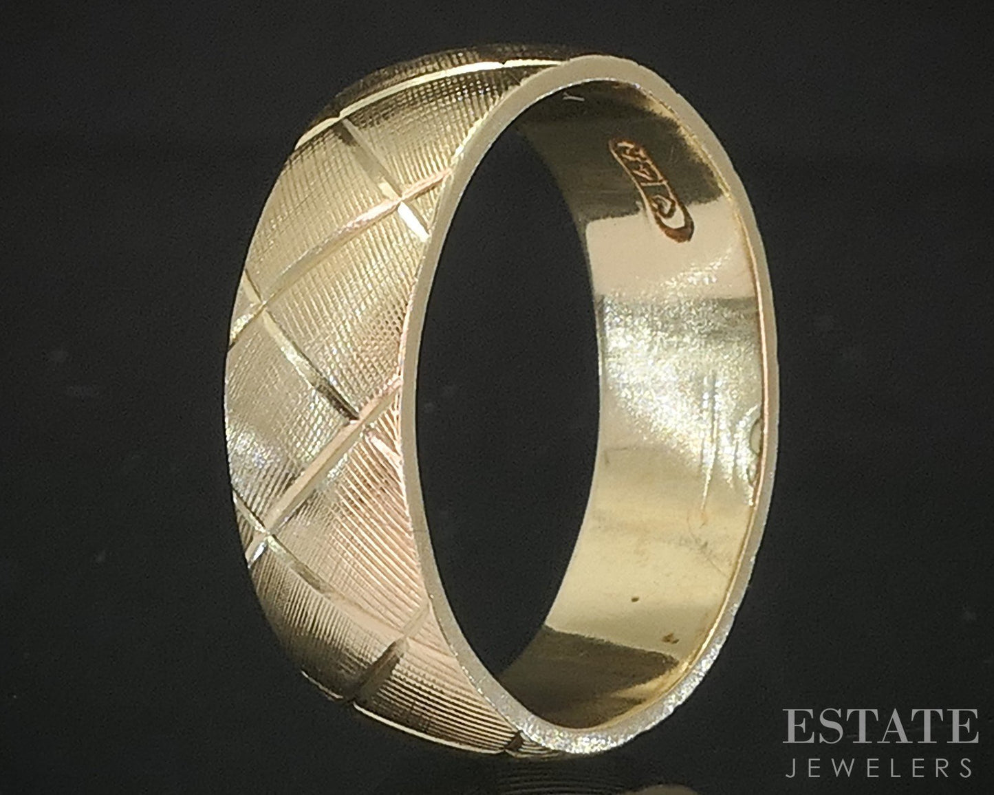 Vintage 14k Yellow Gold 6mm Textured Mens Wedding Band 5.9g i20365b