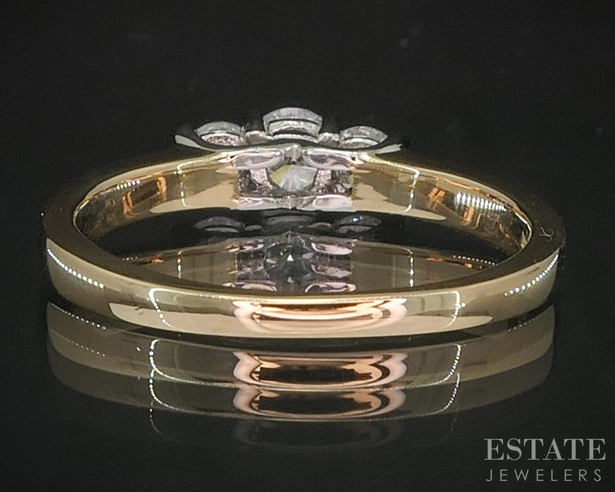 14k YG & Platinum Natural .55ctw Diamond Three Stone Engagement Ring 3g p91628