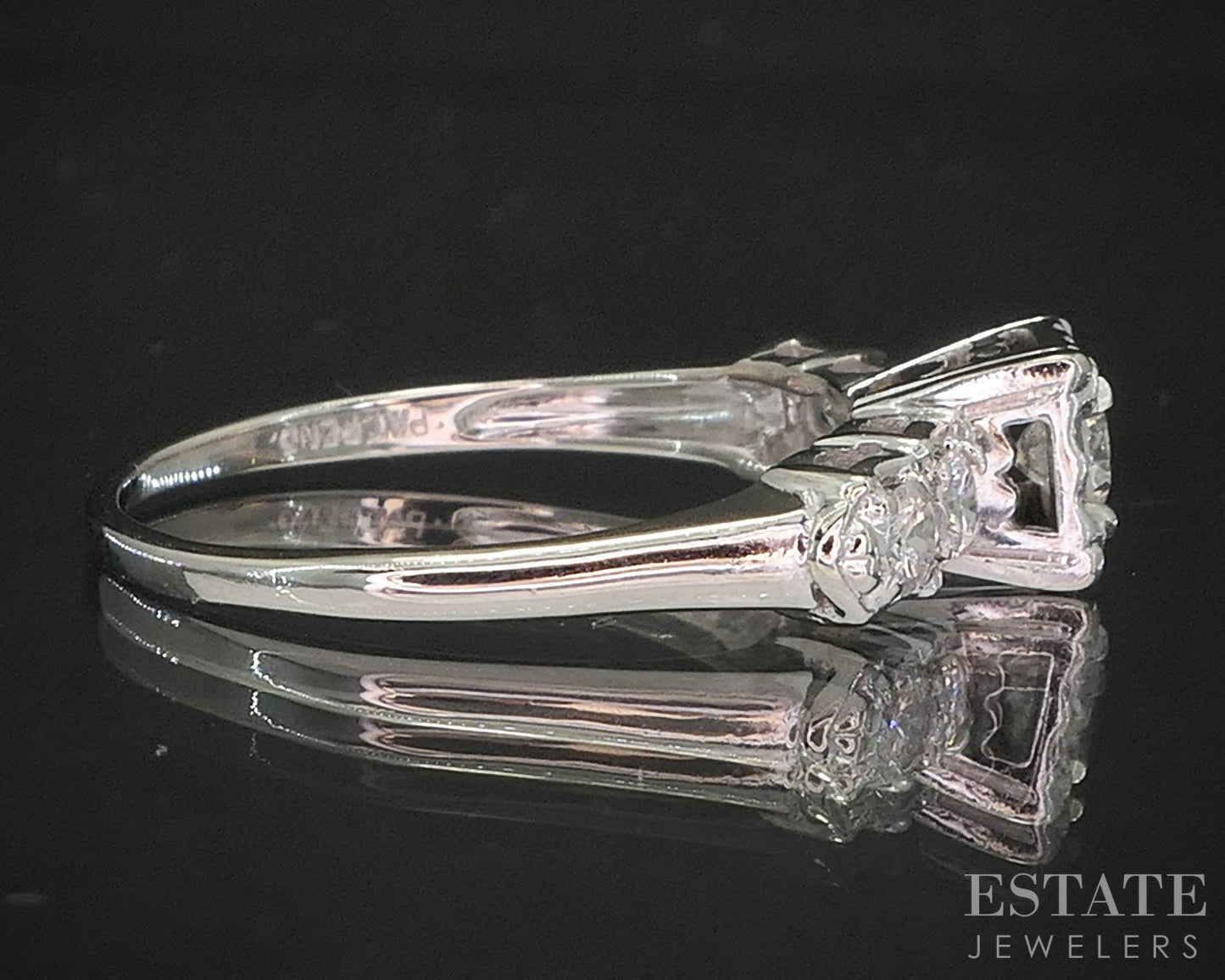 Vintage 14k White Gold Round Natural .48ctw Diamond Engagement Ring 2.9g i20356b