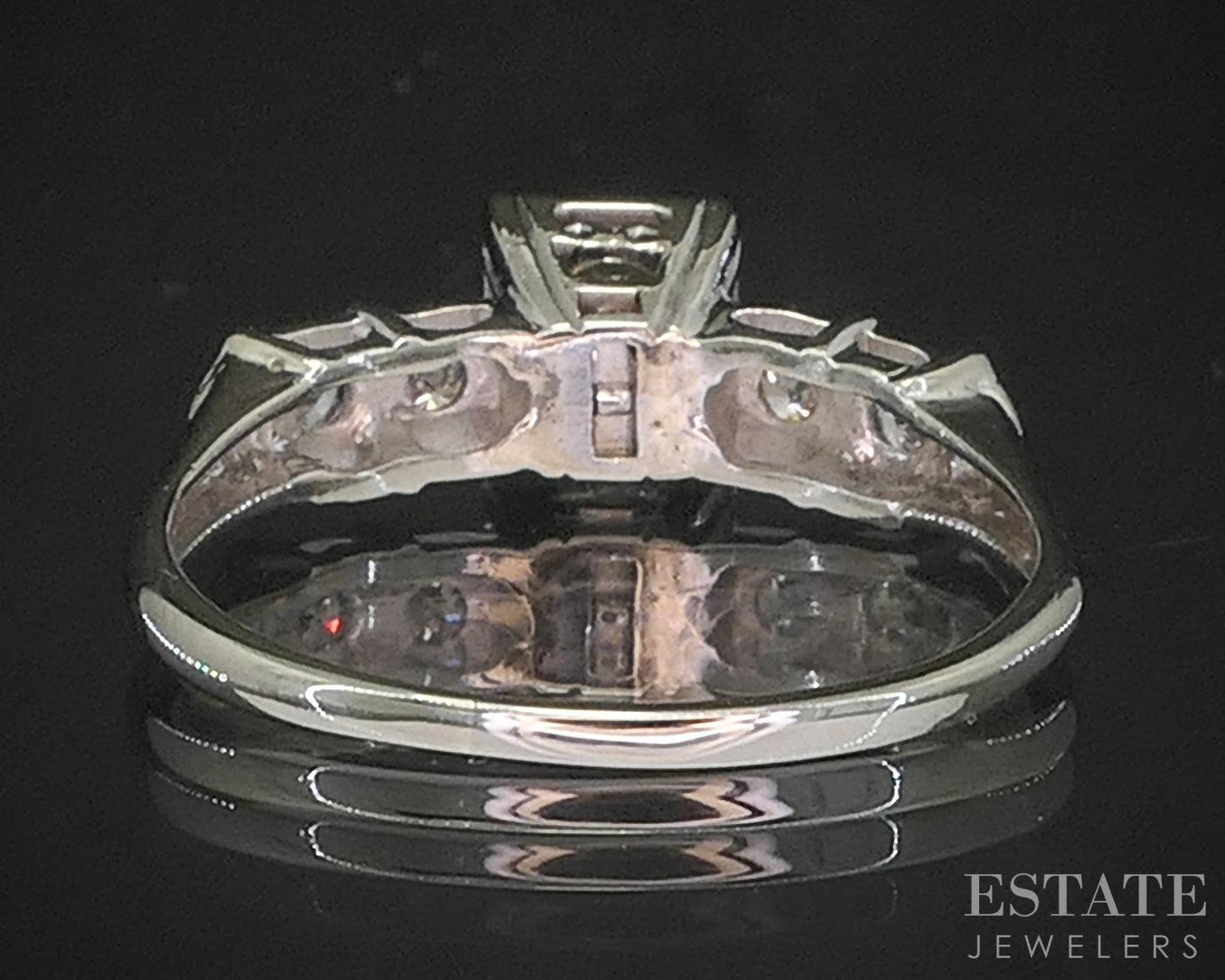 Vintage 14k White Gold Round Natural .48ctw Diamond Engagement Ring 2.9g i20356b