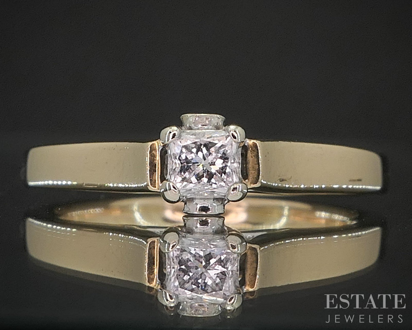 14k Yellow Gold Princess Natural .22ctw Diamond Engagement Ring 3.4g i20354b