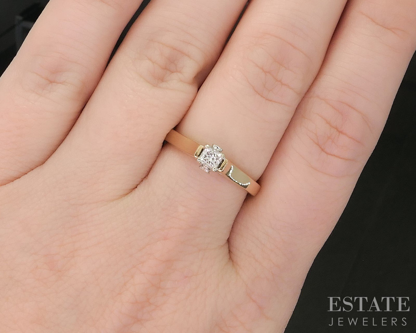 14k Yellow Gold Princess Natural .22ctw Diamond Engagement Ring 3.4g i20354b