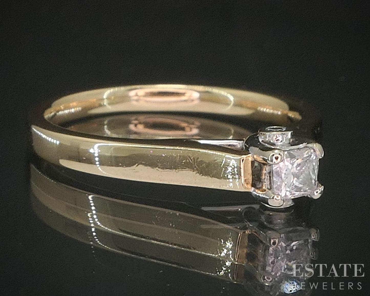 14k Yellow Gold Princess Natural .22ctw Diamond Engagement Ring 3.4g i20354b